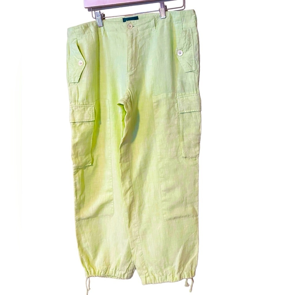 Lauren Ralph Lauren Neon Linen Cargo Jogger Pants - Picture 2 of 8
